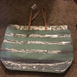 Aqua Tote with Sequins