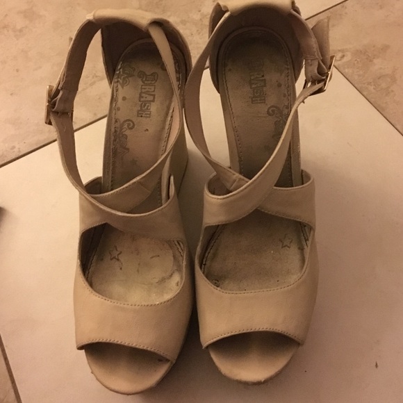 Beige brash wedges