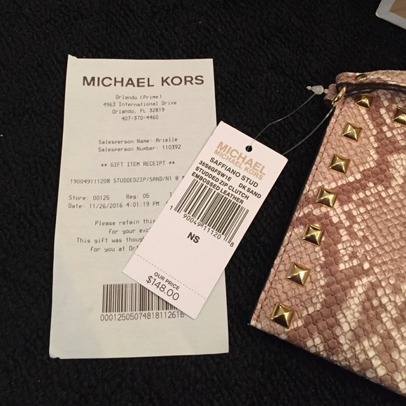 MK embossed leather studded wristlet - Picture 2 of 4