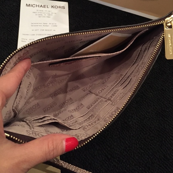 MK embossed leather studded wristlet - Picture 3 of 4