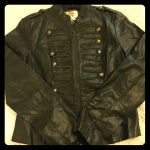 Olive green faux leather jacket