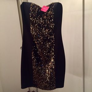 BLACK W/ GOLD SEQUINS PARTY DRESS