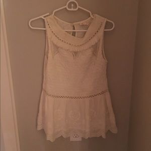 Cream Anthropologie Detailed Tank