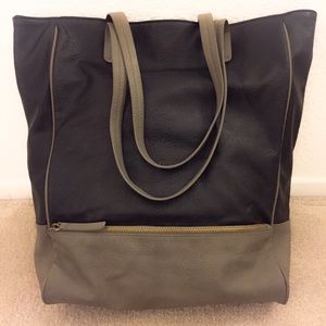Black and Grey Large Leather Tote