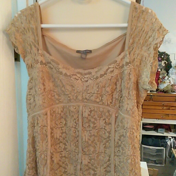 Pretty caramel colored lace top.