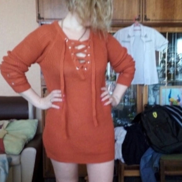 Last1🎉OneSize Lace Up Oversized Tie Strap Sweater - Picture 3 of 5