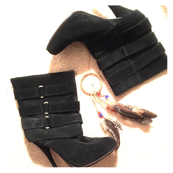 Joie black suede booties 4 inch heel 38.5 - Picture 1 of 5