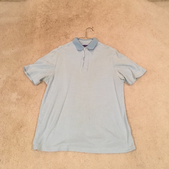 Classy blue and white striped polo