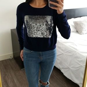 NWOT Zara Crop Sweater w/ Sequin Block