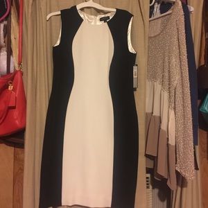 Ivory white/black Tahari dress