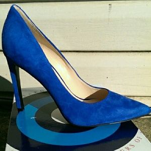 Blue suede nine west pumps size 8