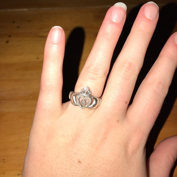 Sterling silver Claggagh Ring with REAL Diamonds