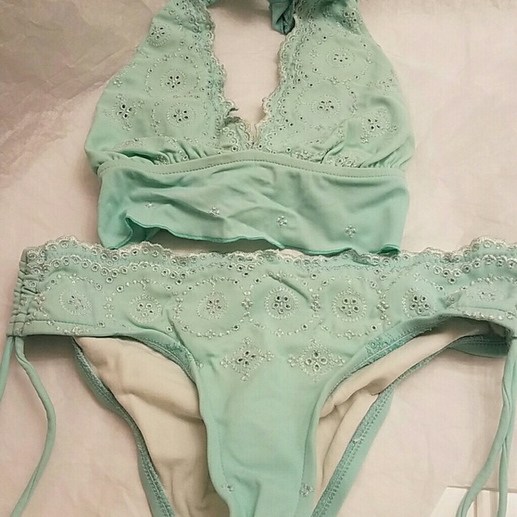 LAST CHANCE: Hot Kiss Embroidered Halter Bikini