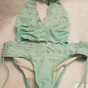 LAST CHANCE: Hot Kiss Embroidered Halter Bikini