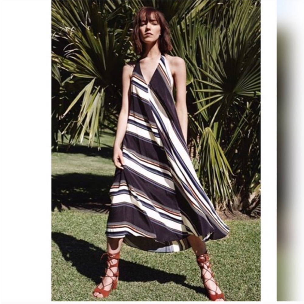 Like New Lush Stripe Maxi dress low back halter