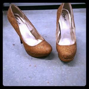 Gold Glitter Sequin Heel