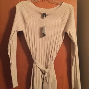 NWT White House Black Market Tan belted sweater