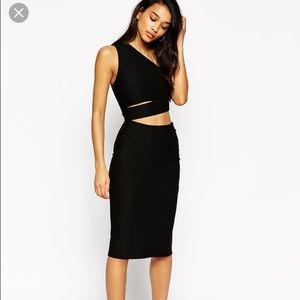 Midi Textured Dress With Cut Out
