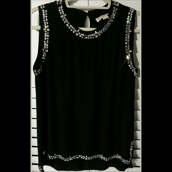 Michael Kors rhinestone trim tank