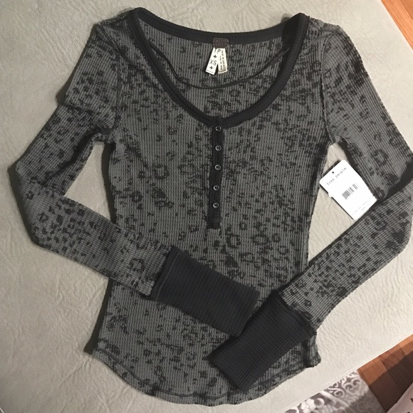 Free People Tops - Free People Davis Printed Henley Thermal Top