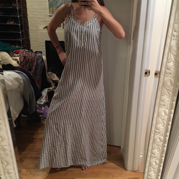 Freeway linen blue and white striped maxi dress - Picture 1 of 4