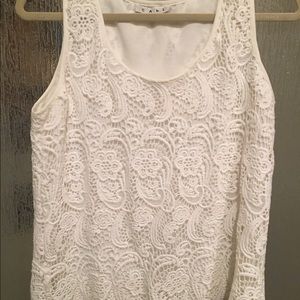 Pretty winter white crocheted lace tank.