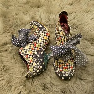 Irregular Choice Gingham Polka Dot Ribbon Heels