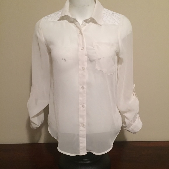 Kirra Sheer Long Sleeve Button Down Shirt