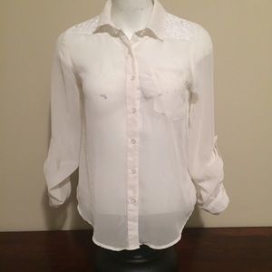 Kirra Sheer Long Sleeve Button Down Shirt