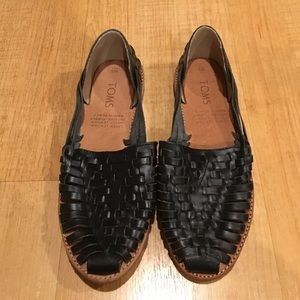 TOMS Black Huarache Woven Flats