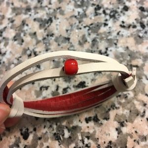 (RED) leather adjustable bracelet