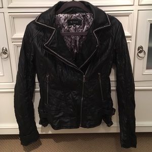 Faux Leather Quilted Guess Full Zip Jacket