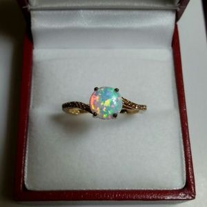 New Diamond & Fire Opal Ring