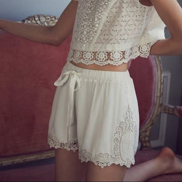 Urban Outfitters white crochet soft shorts
