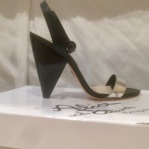 Alice + Olivia Cici Silver & Black Sandals