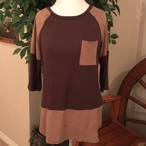 Brown & Tan 3/4 Sleeve Tunic NWT FILLY FLAIR sz M