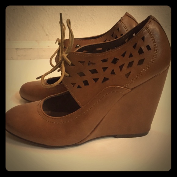 Brown Oxford wedges