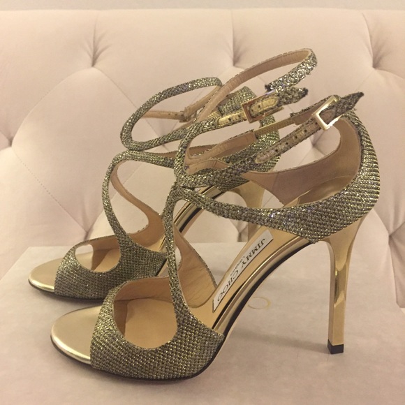 NIB JIMMY CHOO Lang Gold Strappy Sandals, 36.5 - Picture 3 of 4