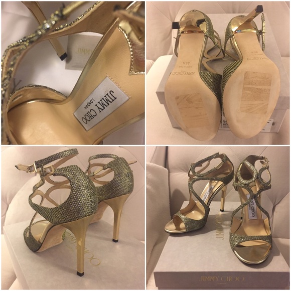 NIB JIMMY CHOO Lang Gold Strappy Sandals, 36.5 - Picture 4 of 4