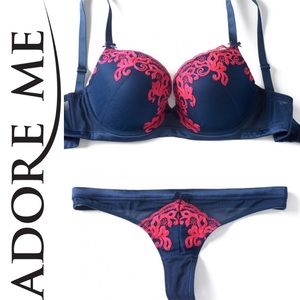 NWT! Adore Me- Navy Blue + Pink Thong