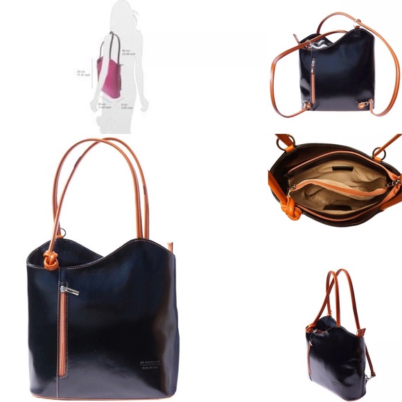 Convertible backpack and shoulder bag (leather)