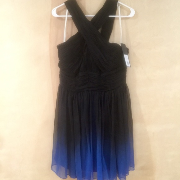 Halston Heritage black & cobalt dress