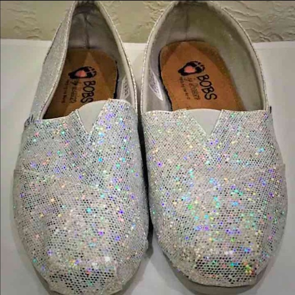 Sketchers Bobs Silver Sparkle SIZE 8 EUC