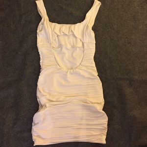 Arden B White Ruched Bodycon Mini Dress