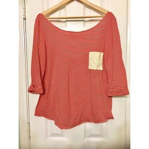 By Corpus Striped Boatneck Top with 3/4 Sleeves
