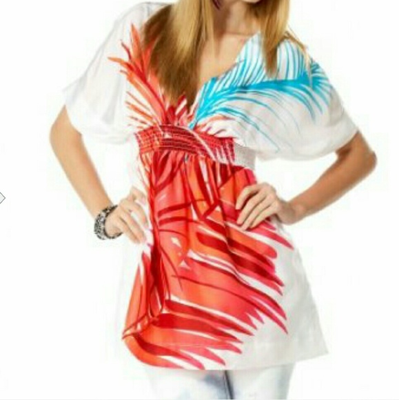 Bebe palm leaf deep v top size medium