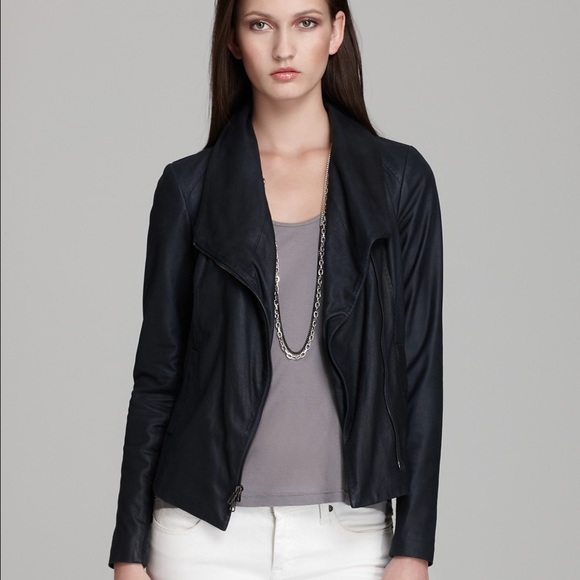 VINCE paper leather scuba jacket
