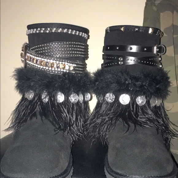 Black handcrafted boho boots