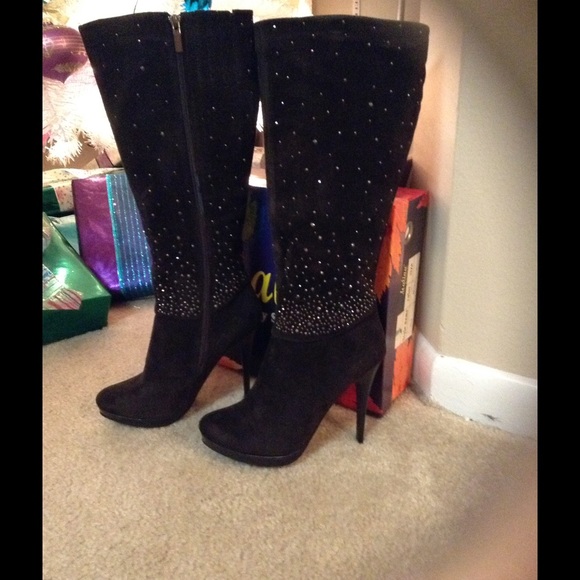 krafty honey brown suede leather knee high boots