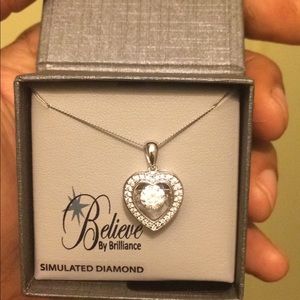 Simulated diamond streling silver necklace